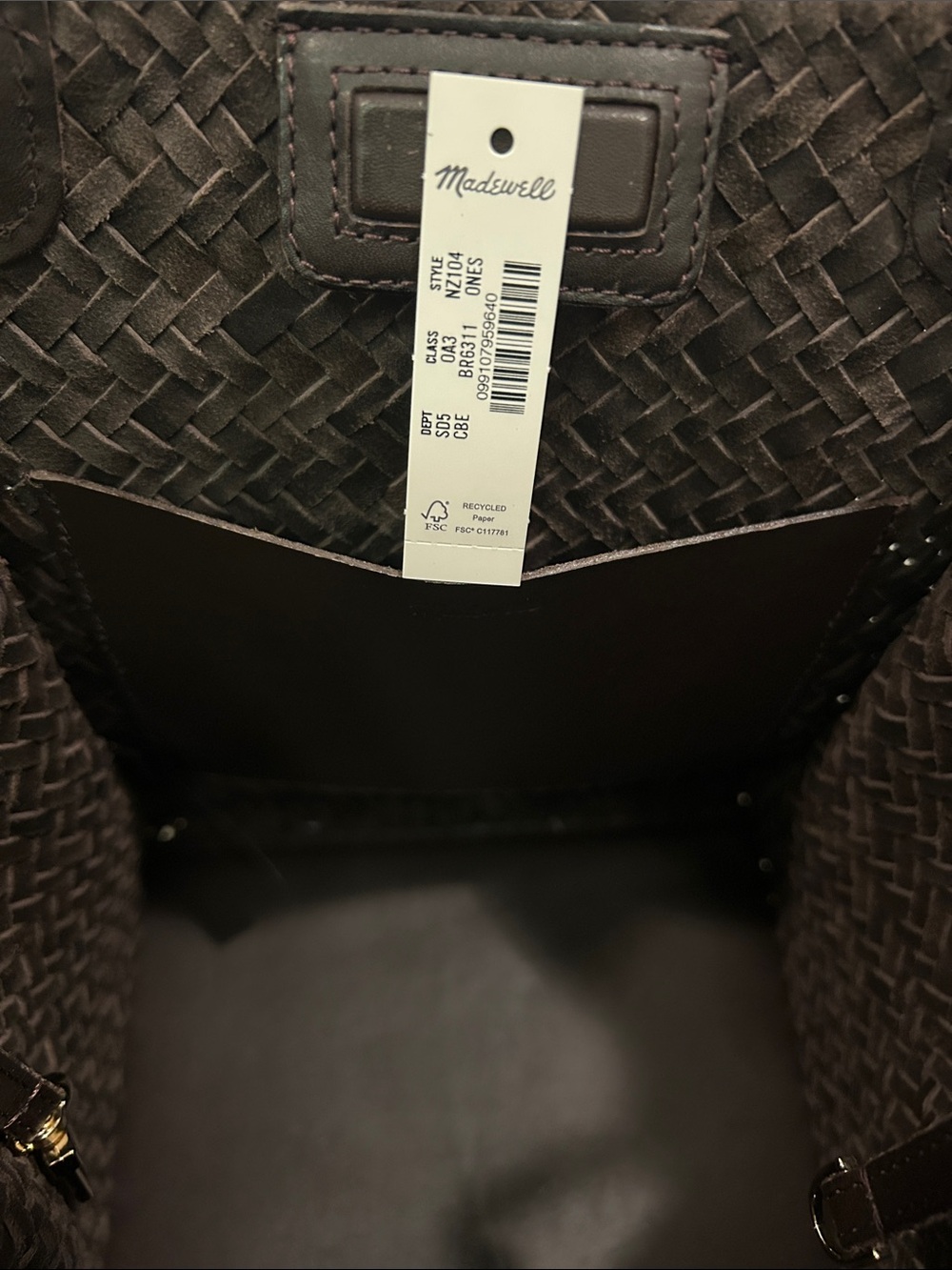 NWT Madewell woven leather Lexington small tote in coffee bean - Picture 3 of 6